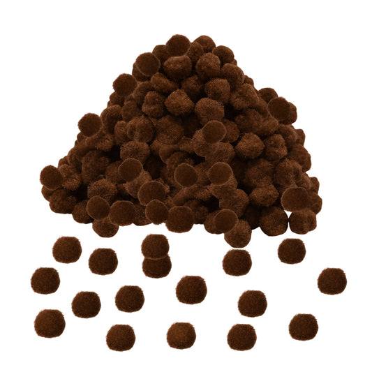 Pack of 500 Brown Pom Poms 1.5cm – Soft Fluffy Craft Balls