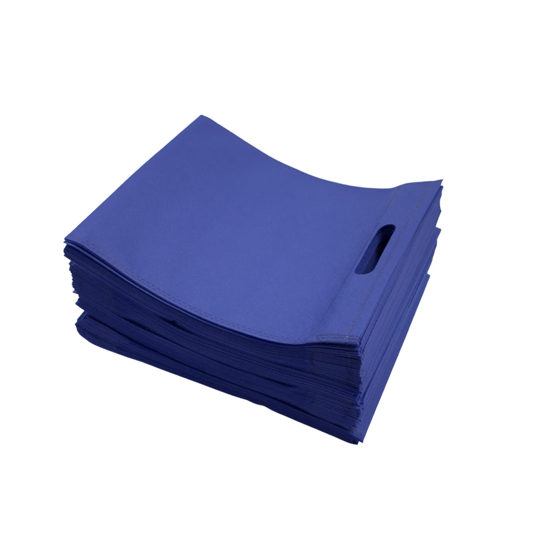 Pack of 100 Blue Coloured 30x25cm Non-Woven Patch Handle Bags