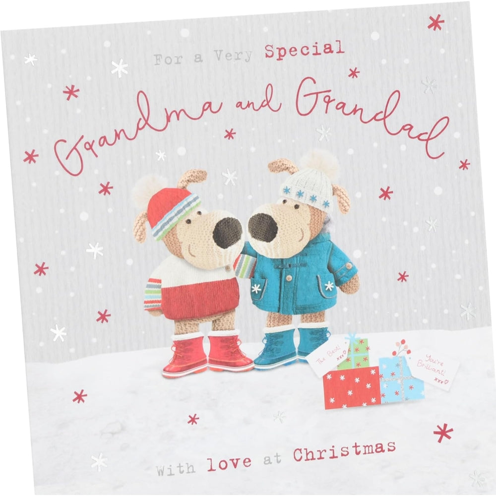 Boofles With Presents Grandma and Grandad Christmas Card