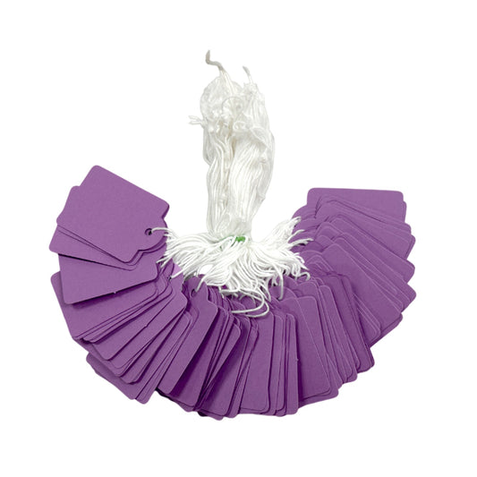 Pack of 100 Large Purple Strung Tags 36 x 53mm