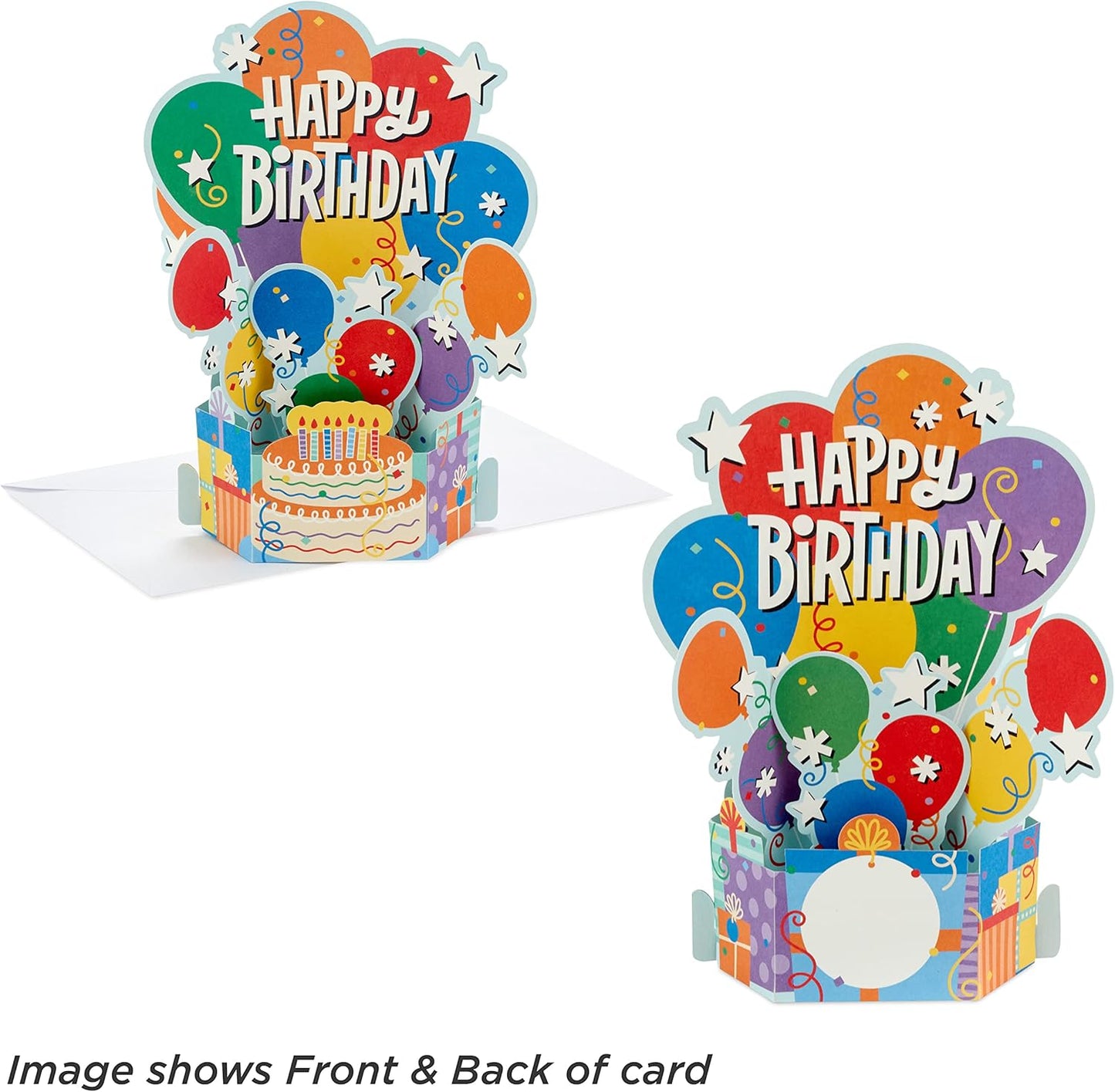 Pack of 8 Balloons and Cake Design Pop Up 3D Birthday Cards