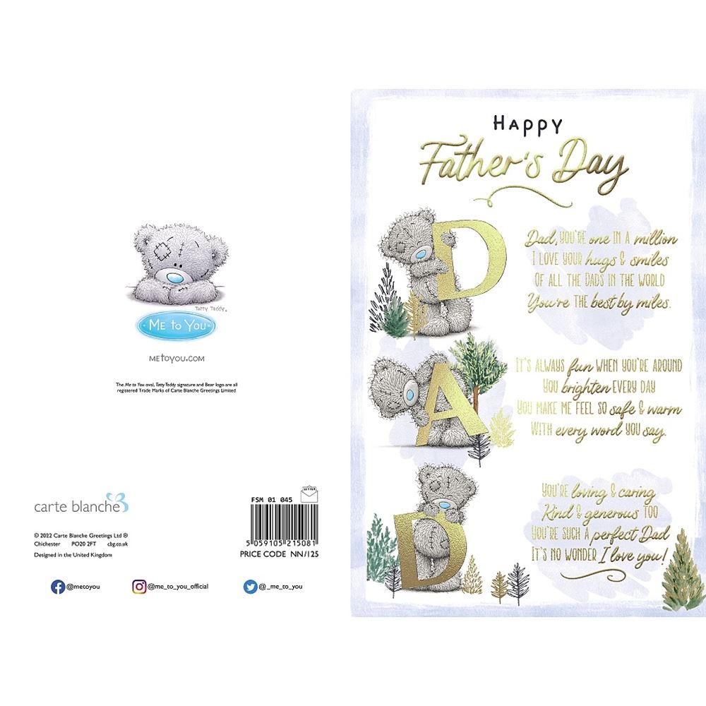 Bear With Letters Father's Day Card