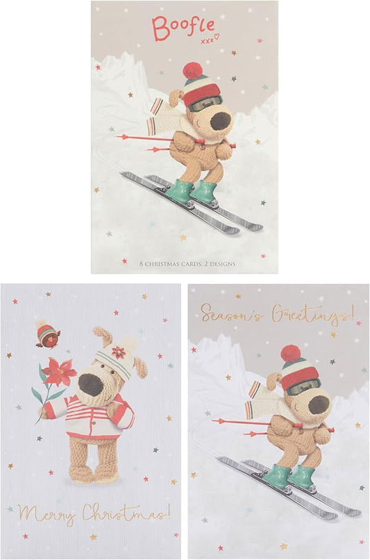 2 Cute Designs Boofle Multipack of 8 Christmas Cards for Him/Her/Friend
