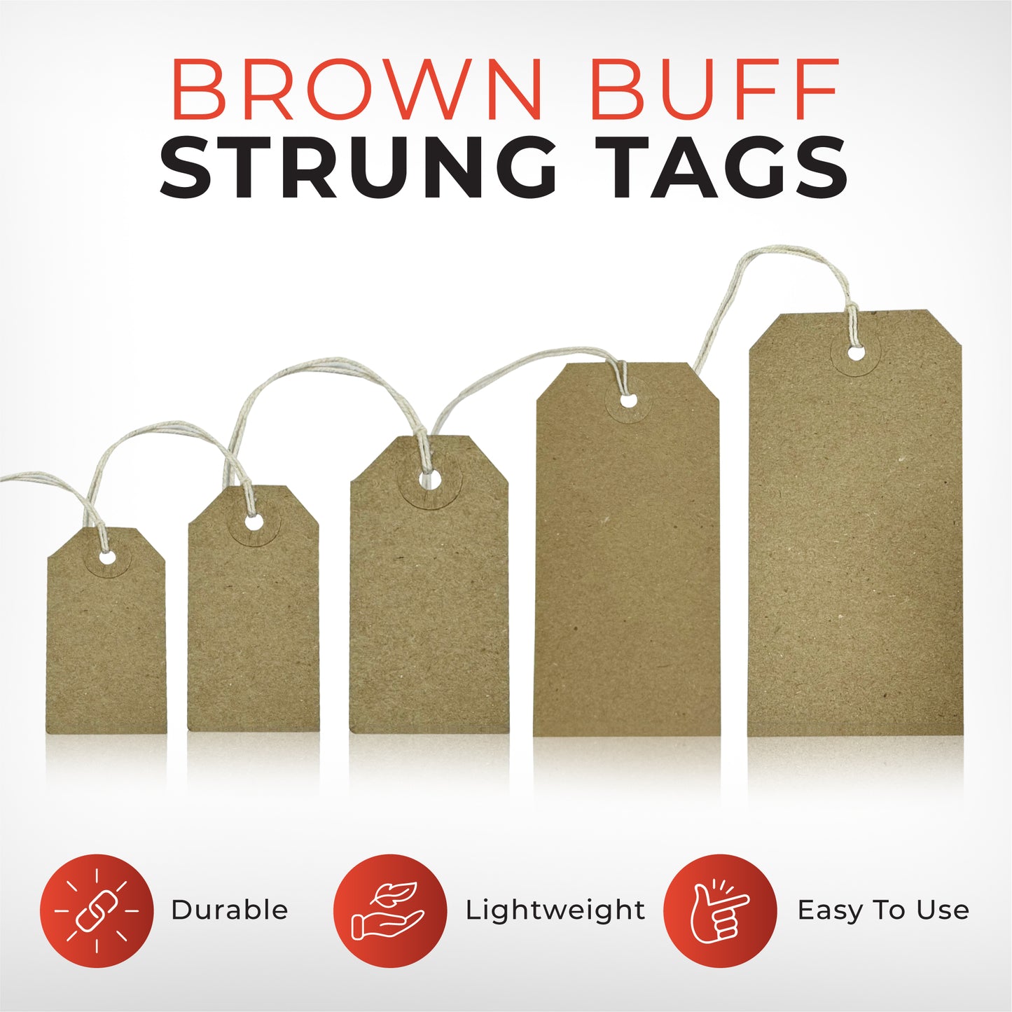 Pack of 50 Brown Buff Strung Tags 96mm x 48mm