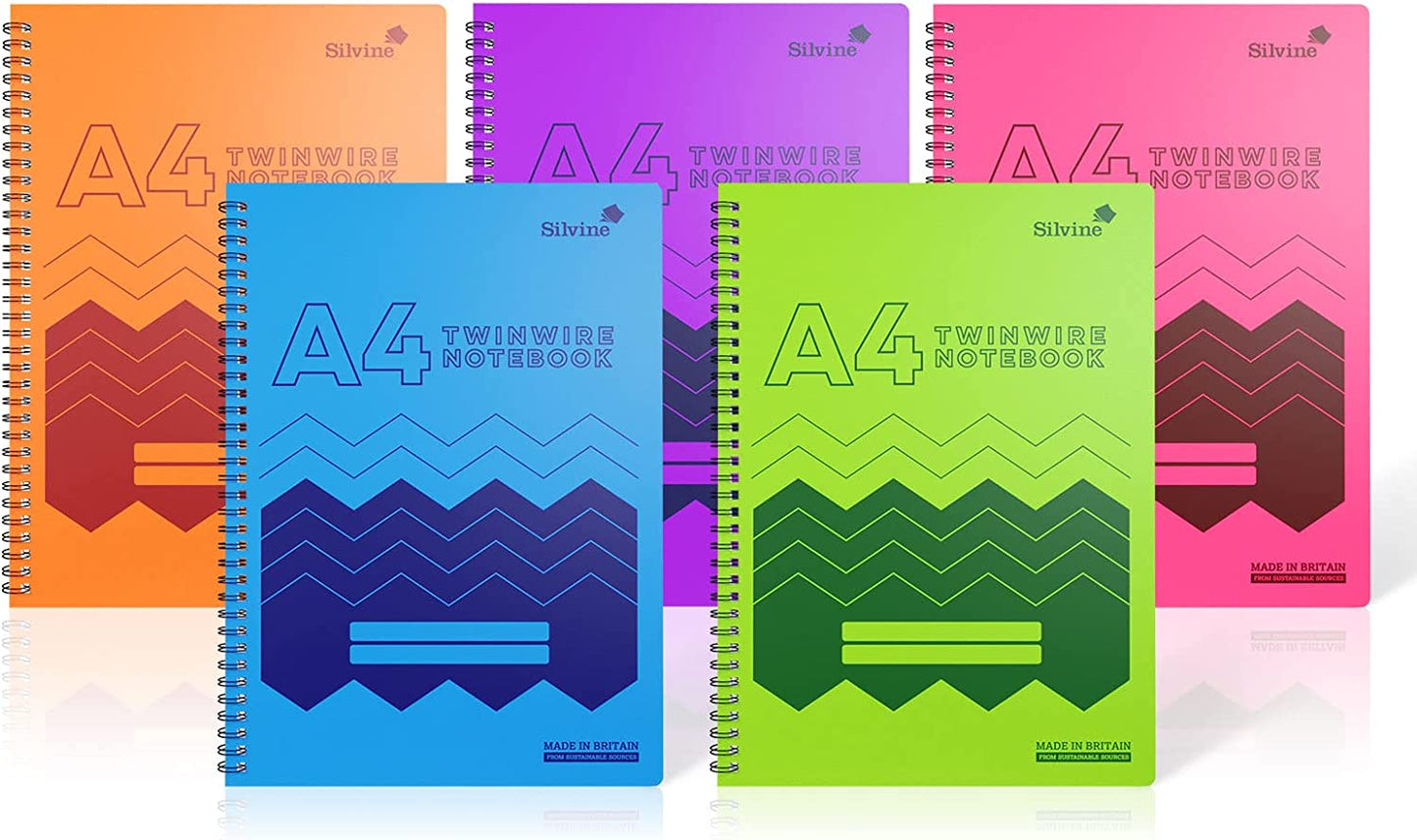 Single A4 160 Pages Twin Wire Notebook with Durable Wipe Clean Cover