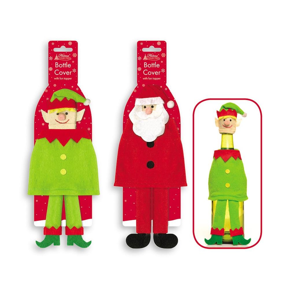 Novelty Christmas Bottle Cover with Fun Topper