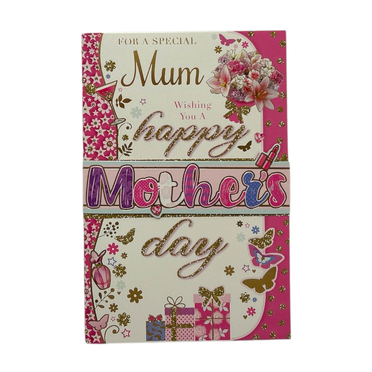 For A Special Mum Beautiful Pink Floral and Gift Design Mother's Day Card