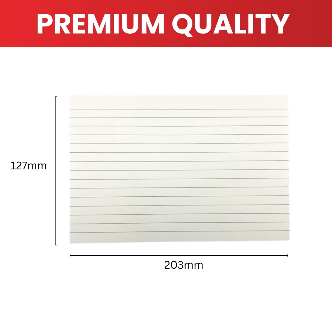 Pack of 1200 White Plain 8x5" Record Cards – Blank Study Index Cards for Notes, Revision