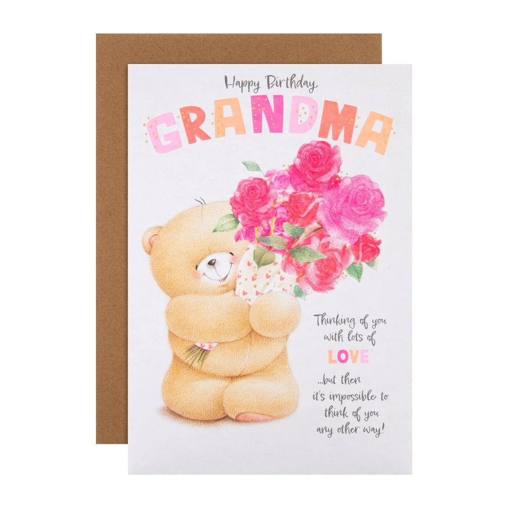 Pink Forever Friends Flowers Design Grandma Birthday Card