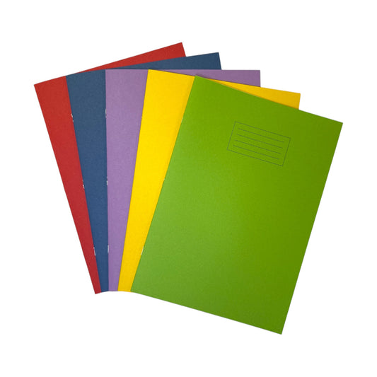 Pack of 10 Janrax A4+ Assorted 48 Page Feint Ruled and Margin Exercise Books WF Paper with 225gsm Manilla Cover 240x340mm Workbook