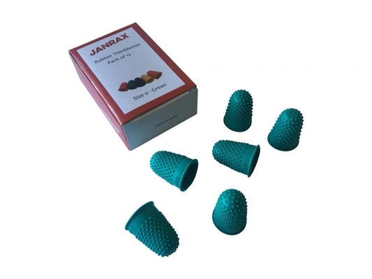 Pack of 12 Green No.0 Rubber Thimblettes - Small Thimble Finger Cones