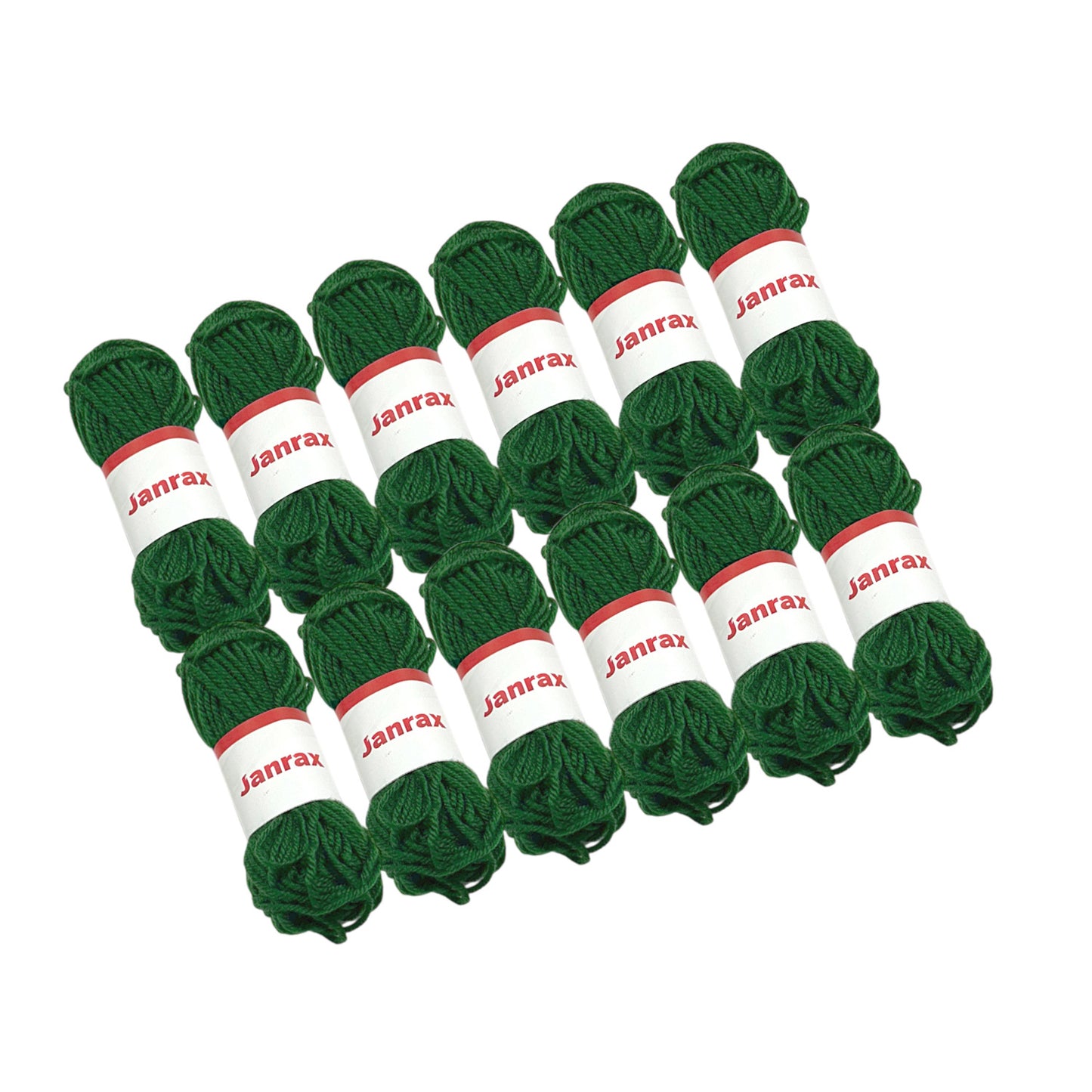 Pack of 20 Dark Green Acrylic Yarn Rolls – 10g each, 4 Strand 8 Ply Knitting Wool
