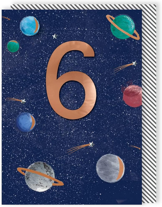 Space Planets Embellished Boys 6th Birthday Card