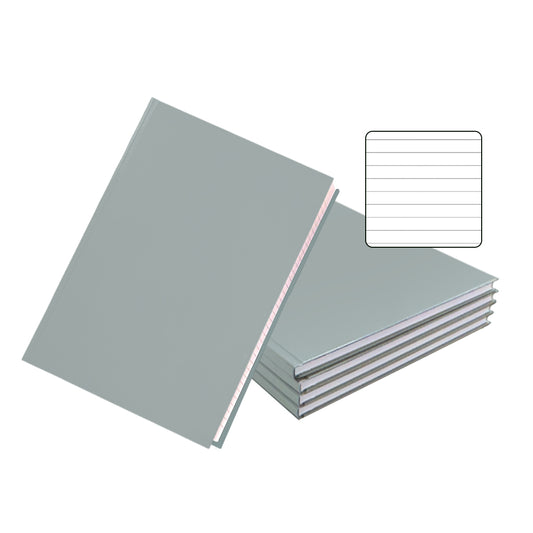 Pack of 5 A4 160 Pages 8mm Ruled Grey Casebound Notebooks