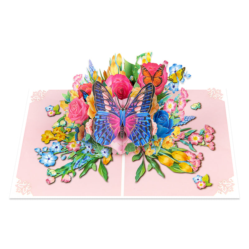 Wings of Joy Butterfly & Flower 3D Pop Up Greeting Card - Anniversary Mother's Valentine's Day