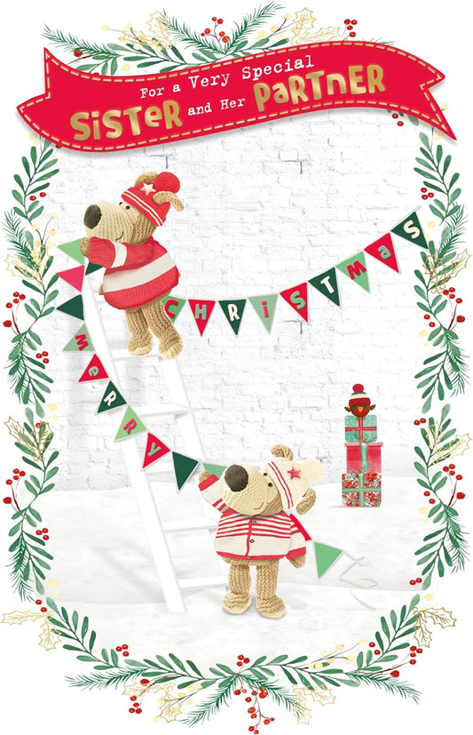 Sister & Partner Embellished Christmas Card Boofle