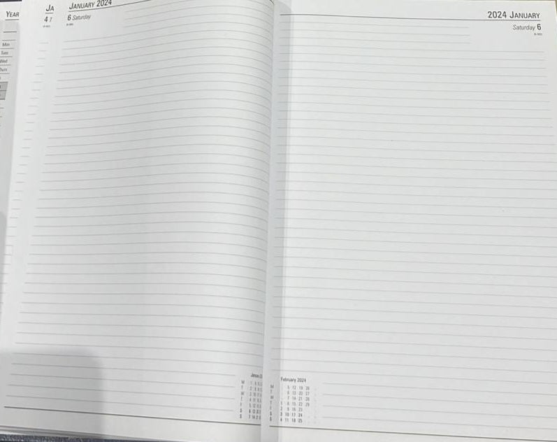 2024 A4 2 Pages Per Day Blue Desk Diary