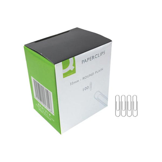 Box of 1000 Paperclips Plain 32mm (10 Packs of 100) 