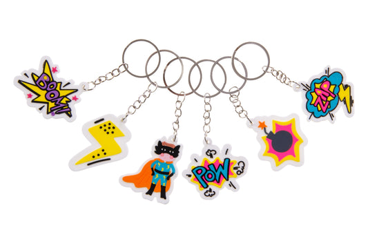 Pack of 12 Superhero Design Keychains