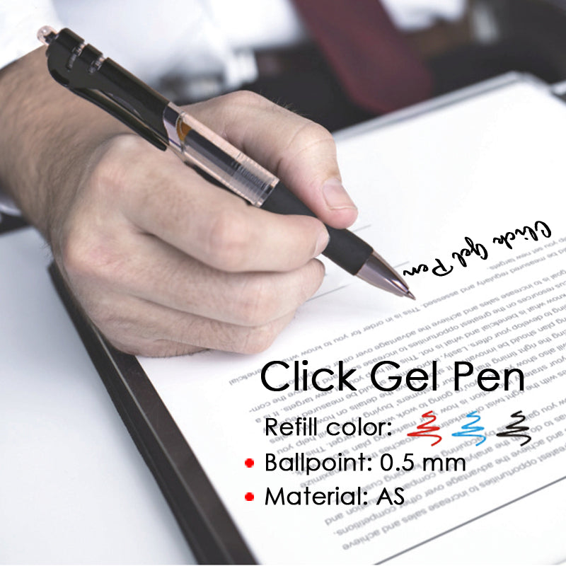 Pack of 12 Black Soft Grip Retractable Ballpoint Gel Pens