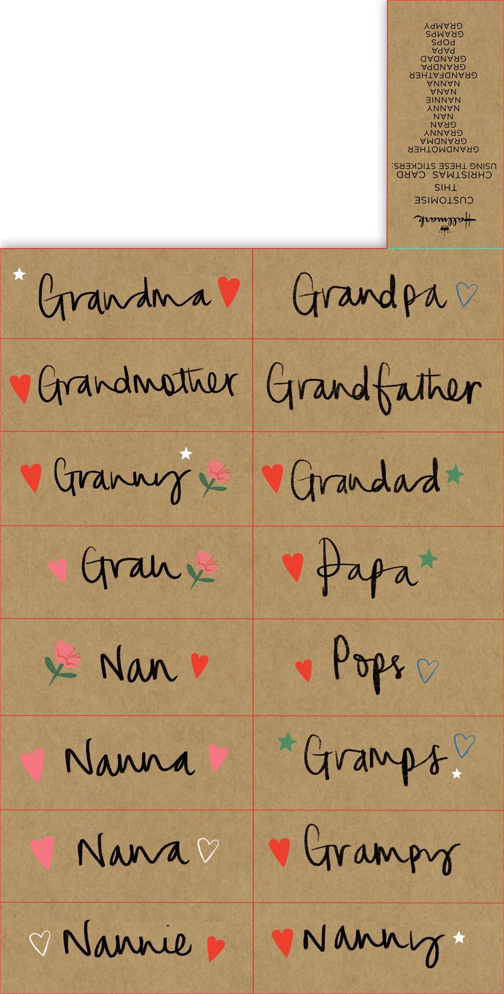 Sending Happy Wishes Grandma & Grandpa Christmas Card with Customisable Sticker Sheet