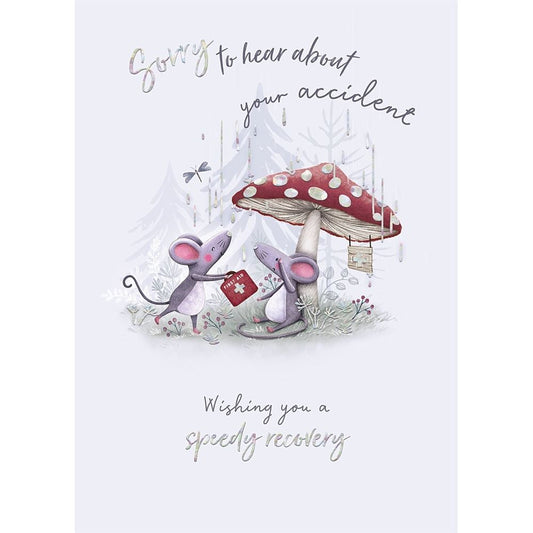 Mouse and Mushroom Design Speedy Recovery Get Well Soon Card