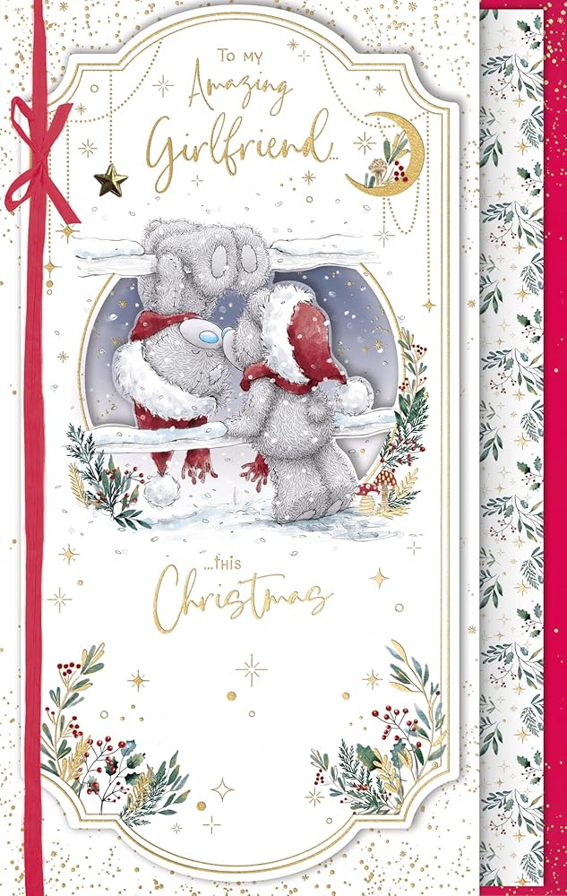 Bears Kissing An Amazing Girlfriend Luxury Handmade Christmas Card