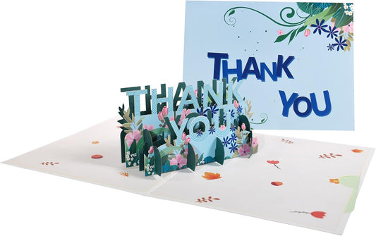 Lettering with Floral Blooms 3D Pop Up Thank You Card