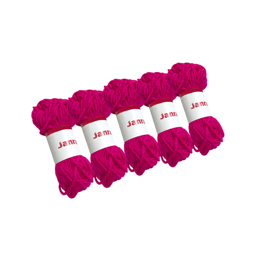 Pack of 5 Hot Pink Acrylic Yarn Rolls – 10g each, 4 Strand 8 Ply Knitting Wool
