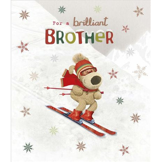 Boofle Skiing Down a Snowy Hill Design Brother Christmas Card