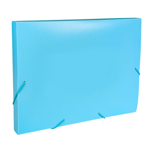 Pack of 5 Pastel Blue A4 Elastic Closure Box Files