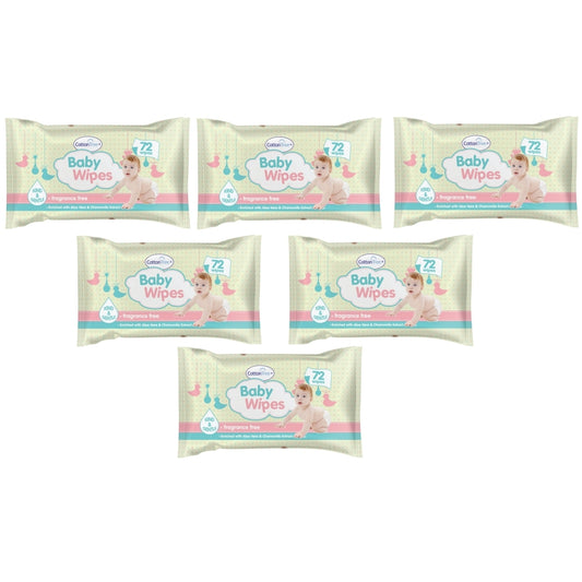 6 Packs of 72 Baby Wipes