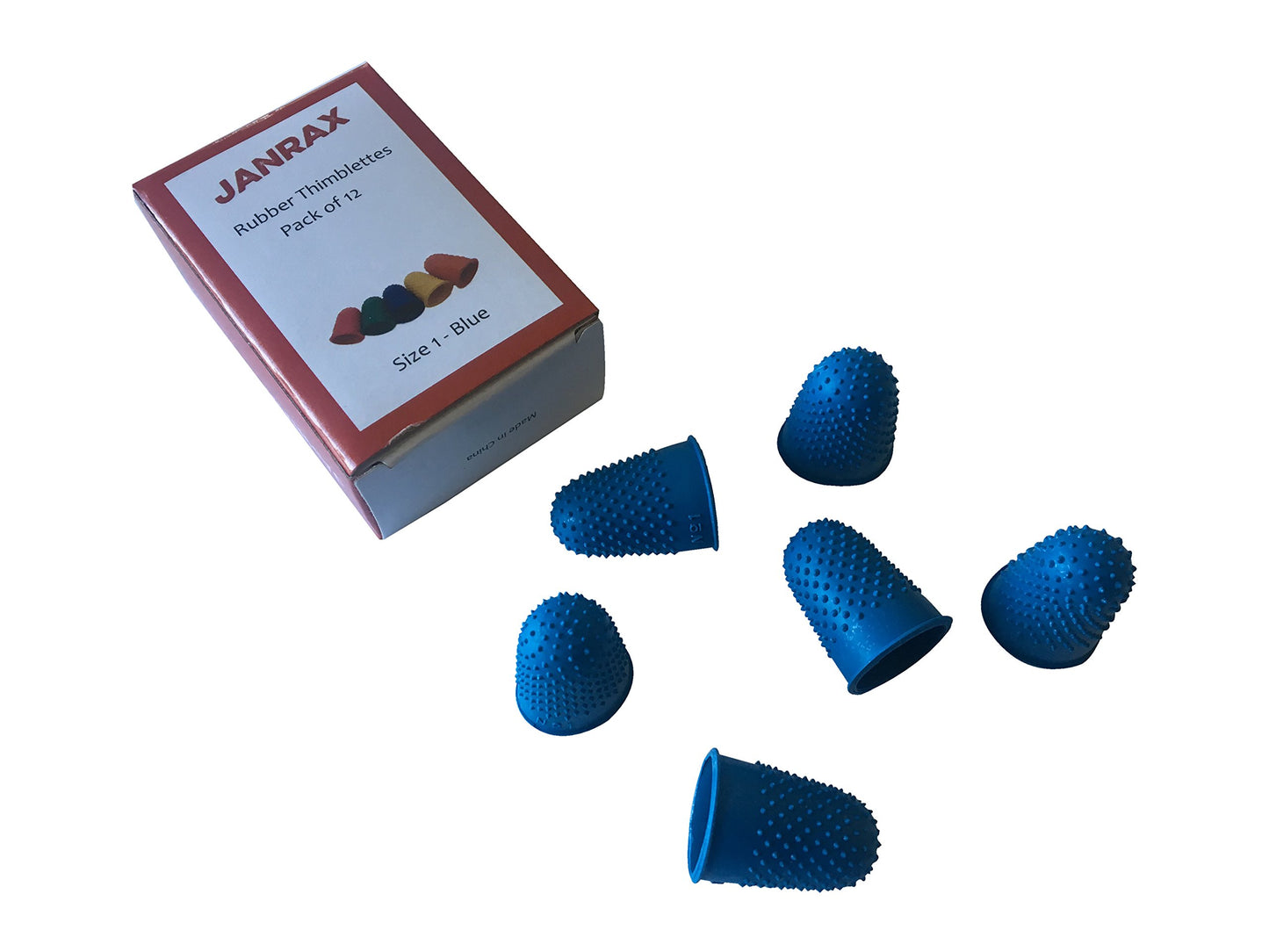 Pack of 12 Blue No.1 Rubber Thimblettes 