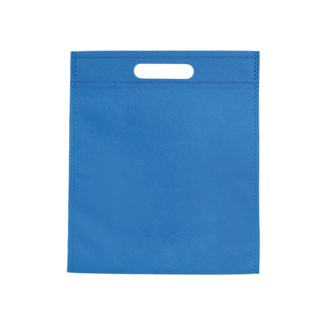 Pack of 50 Light Blue Coloured 30x25cm Non-Woven Patch Handle Bags