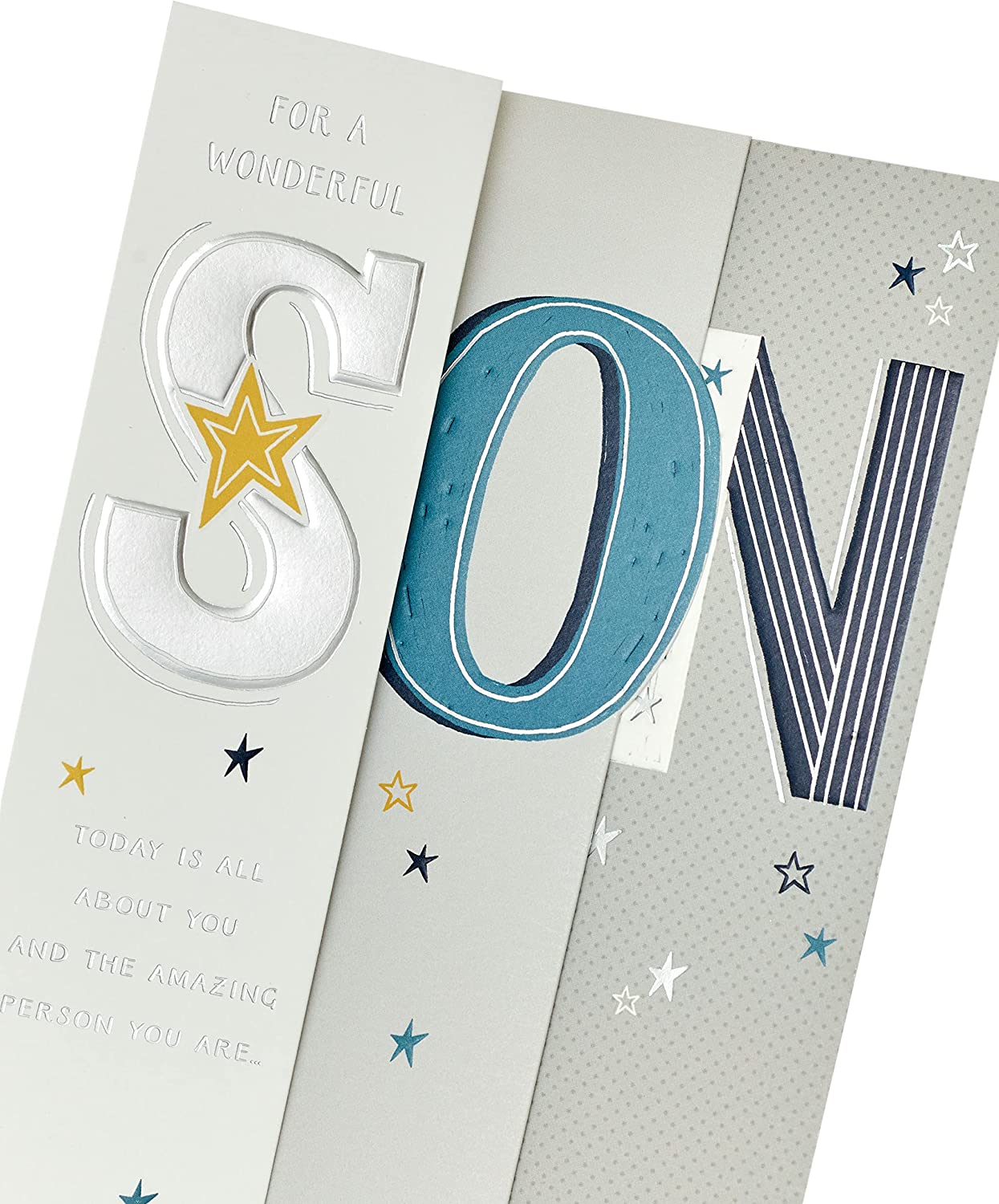 Son Birthday Card Contemporary Design 3 Fold