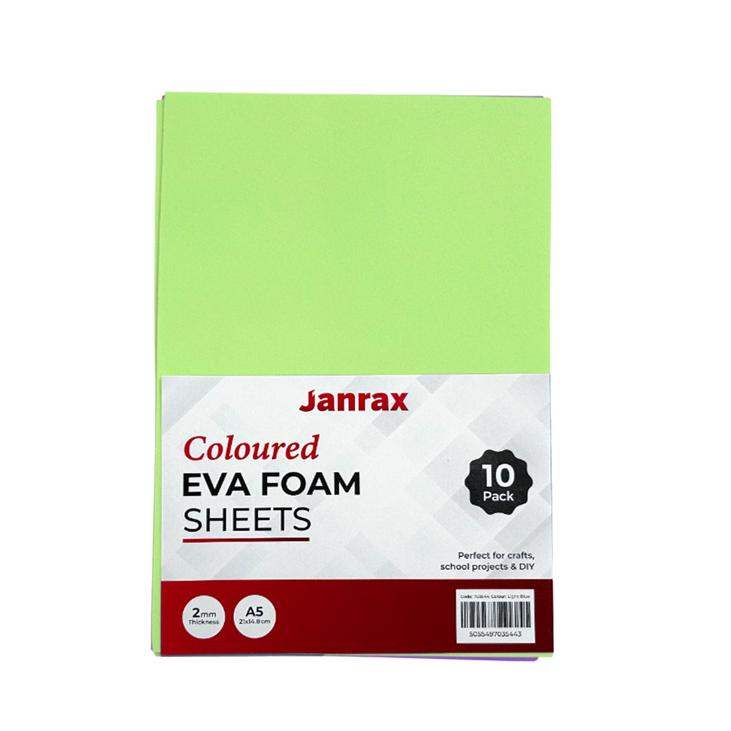 Pack of 100 A5 Light Green Coloured EVA Foam Sheets