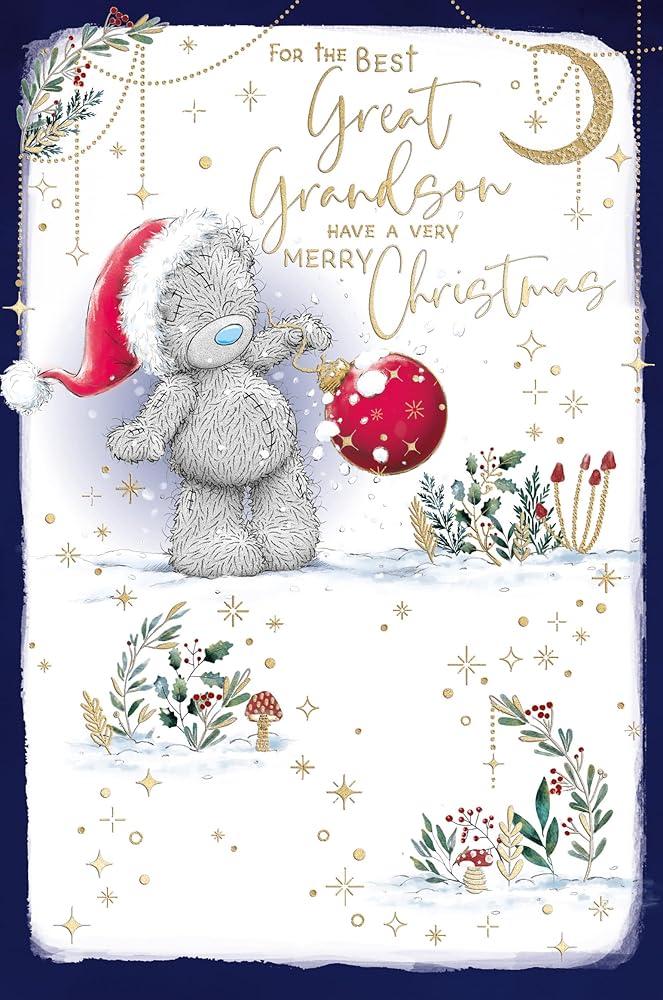 Bear And Bauble Great Grandson Christmas Card
