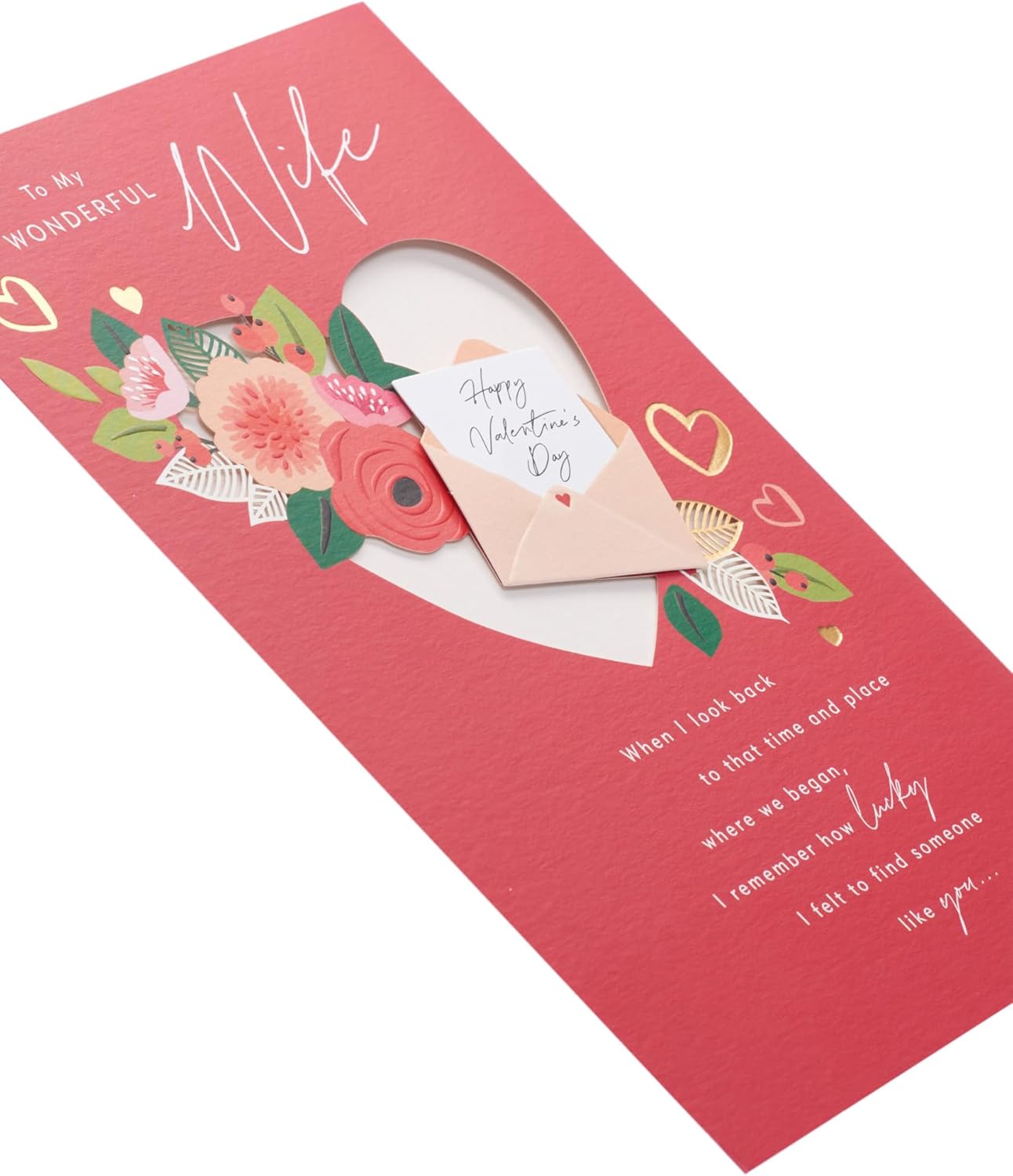 Floral Heart Envelope Wife Valentine's Day Card