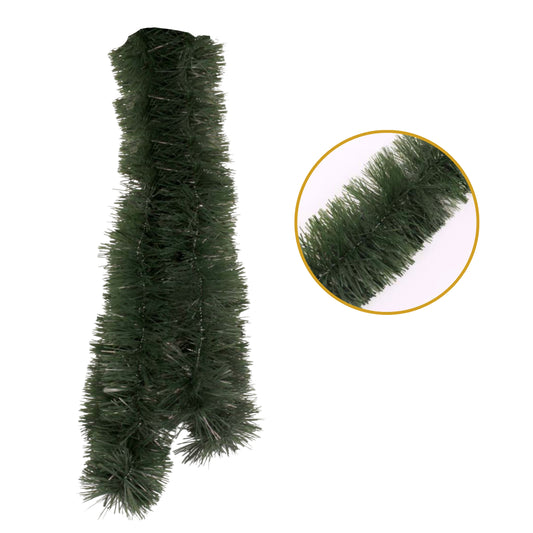 Pack of 6 2m Christmas Fine Cut Tinsel - Matte Green