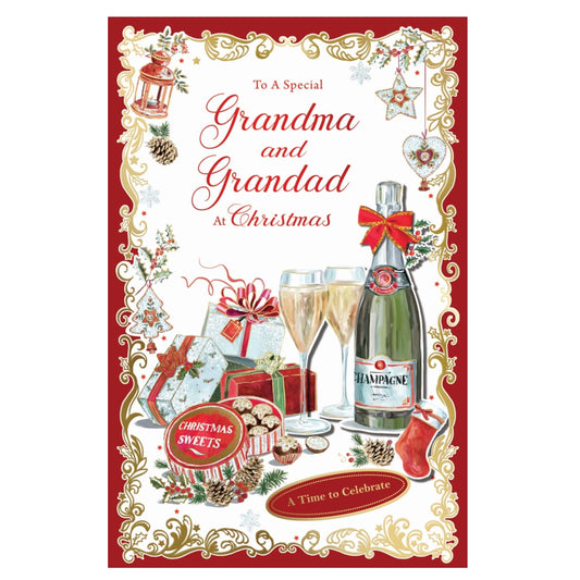 To a Special Grandma and Grandad Elegant Christmas Celebration Card