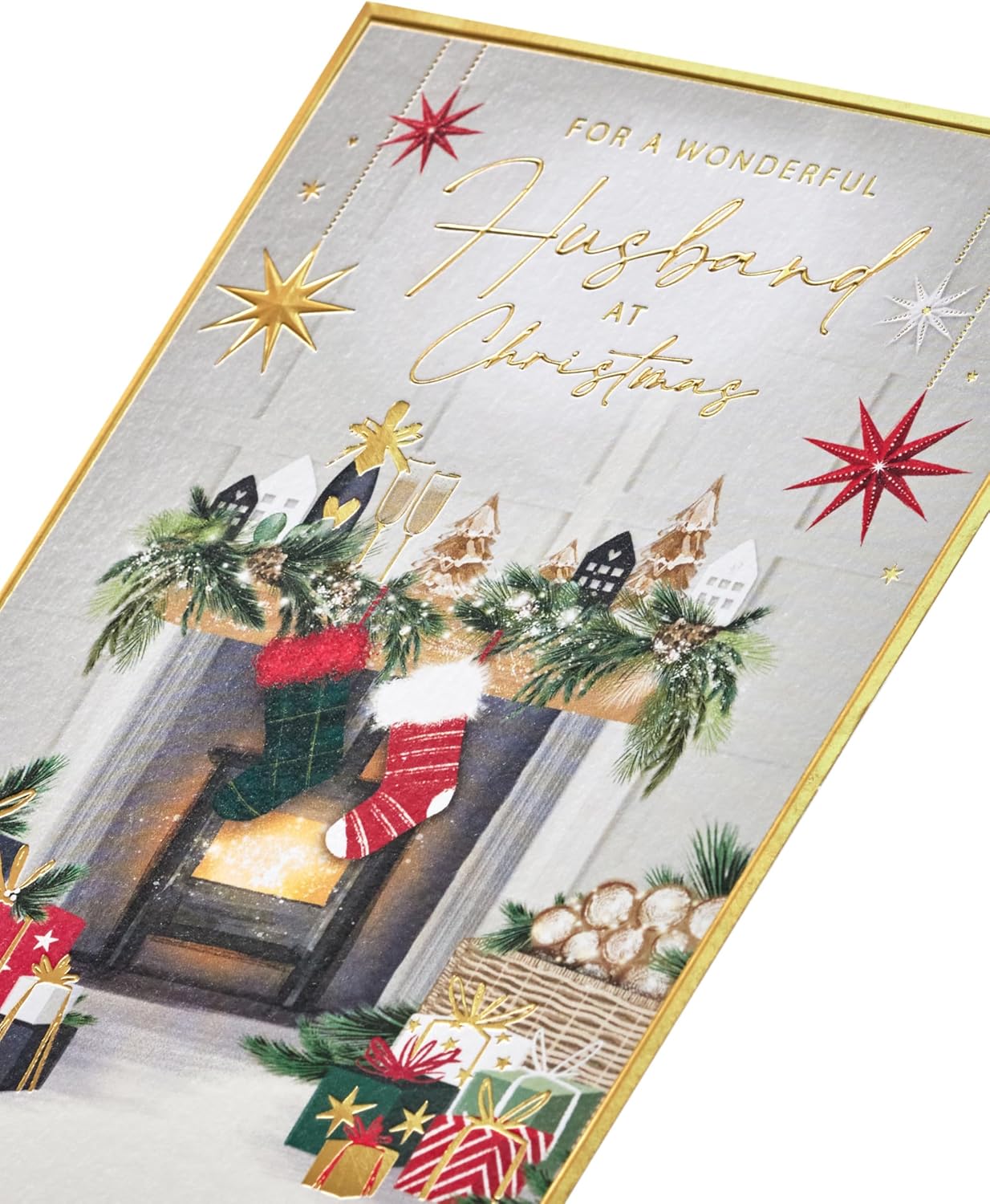 Cosy Fireplace Design Husband Christmas Card