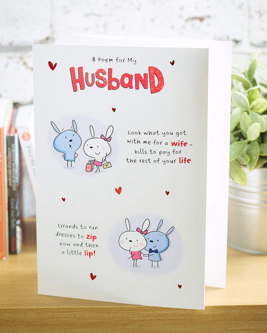 For Husband Bunny With Poem Design Valentine's Day Card