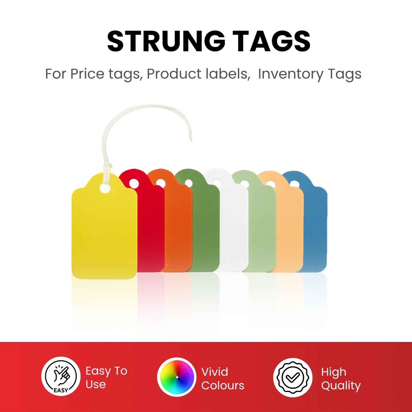 Pack of 100 Large White Strung Tags 36 x 53mm