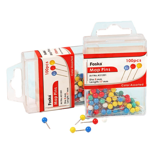 10x Pack of 100 Assorted Colour Map Pins 5mm