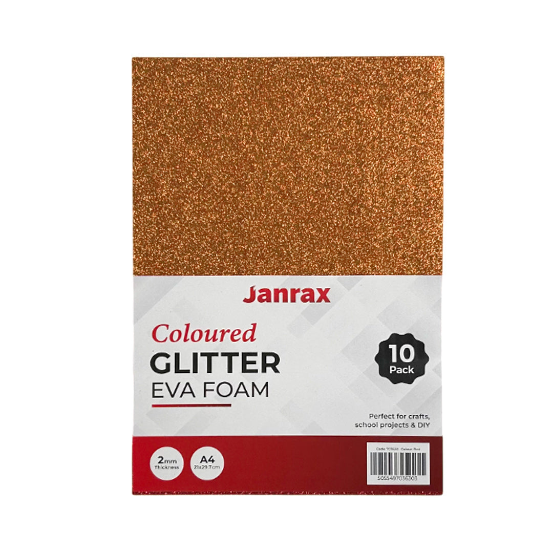 Pack of 100 A4 Orange Glitter EVA Foam Sheets