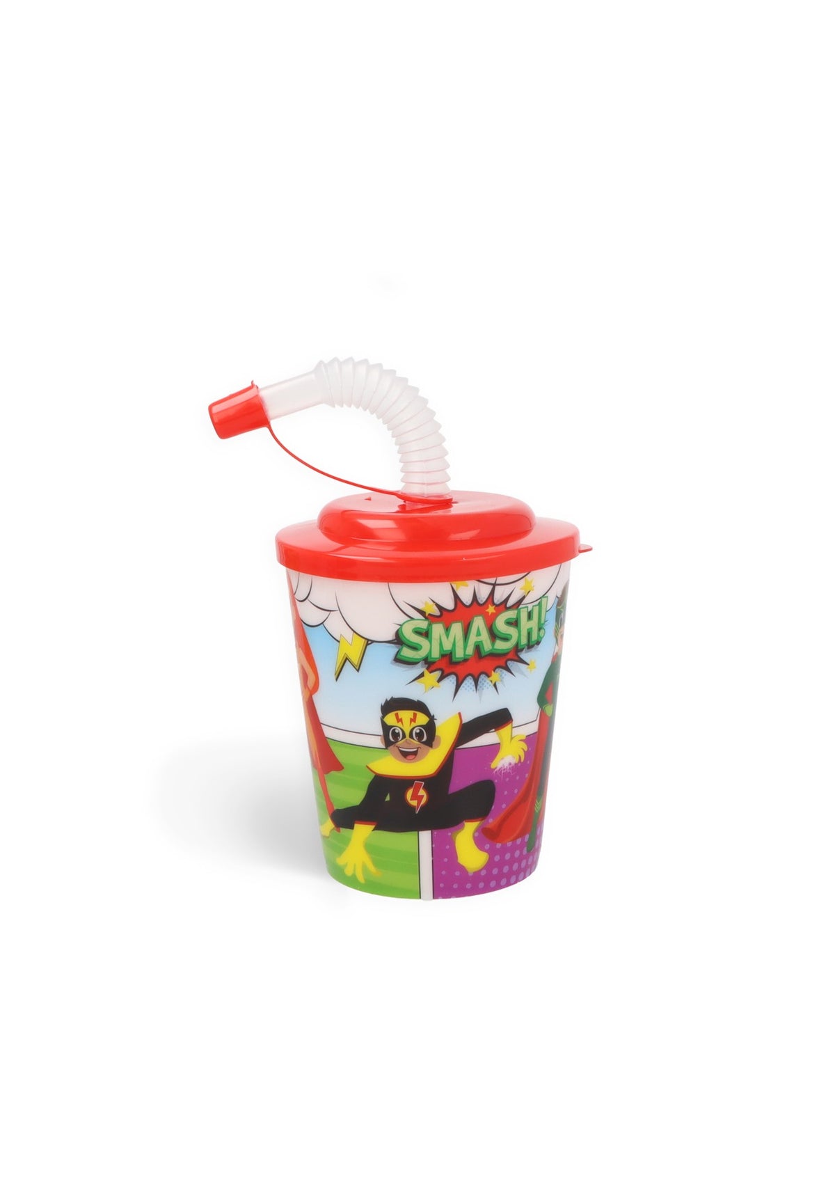Single Superhero Cup with Lid and Straw (300ml)