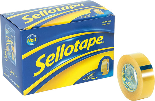 Box of 8 Sellotape Original Golden Sticky Tapes 18mmx33m