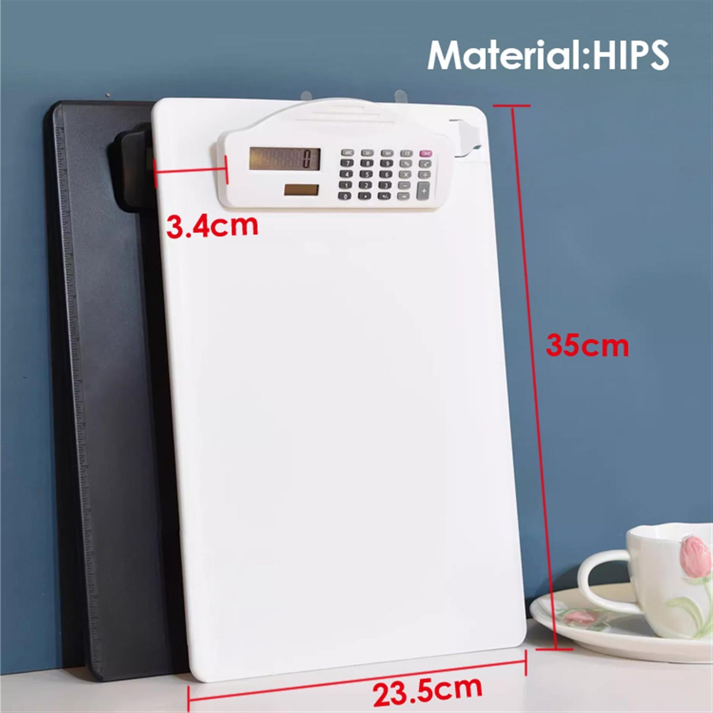 PP Writing White Clip Board With Calculator 35 × 23.5 × 3.4 cm