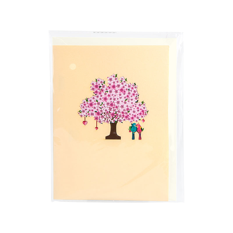 Lovebirds in Romantic Tree Scene Pop Up Card