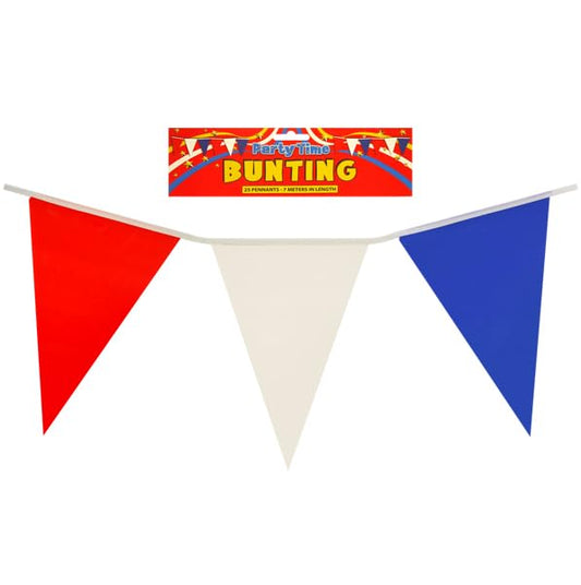Pack of 12 Red, White and Blue Colour Bunting 7 Metere with 25 Pvc Pennants